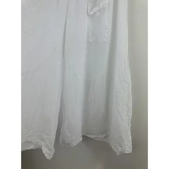 TG.U 100% Linen EXTRA Wide Leg Pant Italy Lagonlook Coastal Beachy Pockets White - Picture 7 of 11